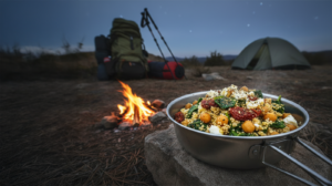 Plat du soir bivouac semoule et fruits secs